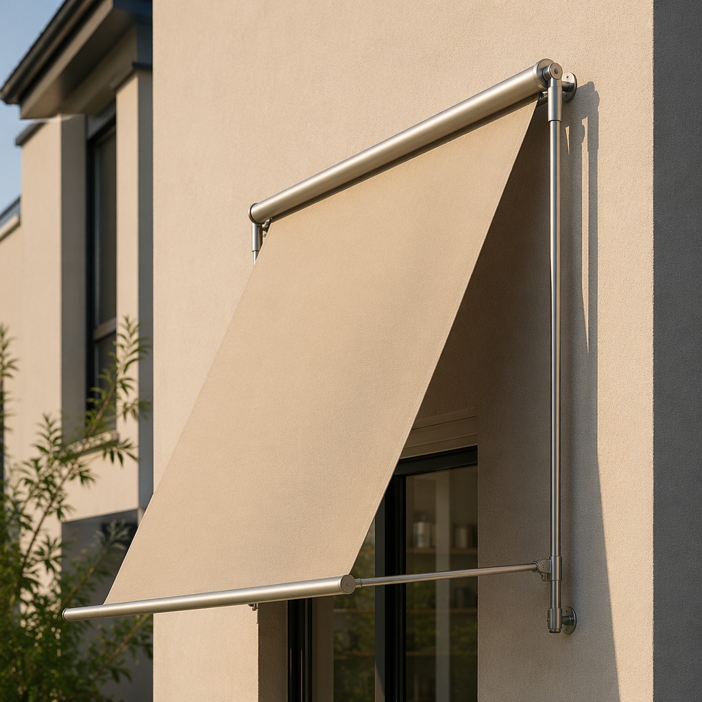 UV-Resistant Manual Swing Arm Roller Blind for Outdoor Patio Facade