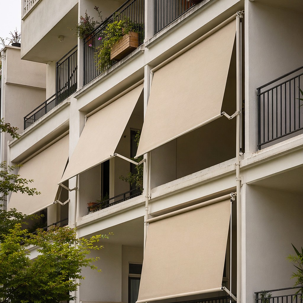 UV-Resistant Manual Swing Arm Roller Blind for Outdoor Patio Facade - Image 3