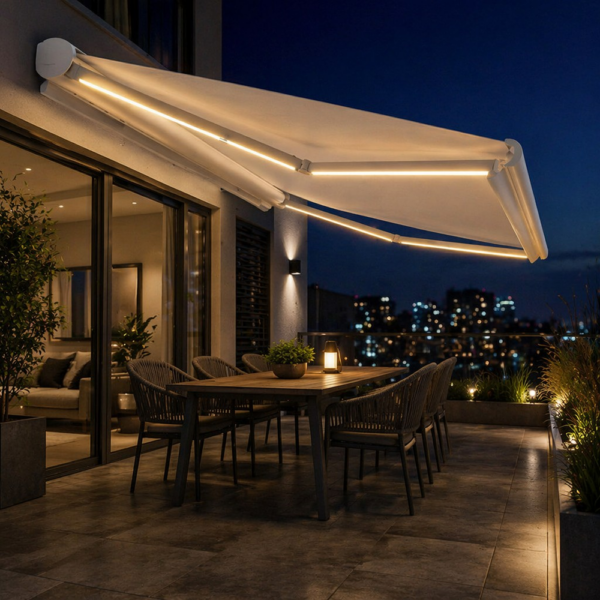 Eco-friendly Motorized Outdoor Patio Sunshade Awning Custom Size Heavy Duty Motor for Residential Courtyard